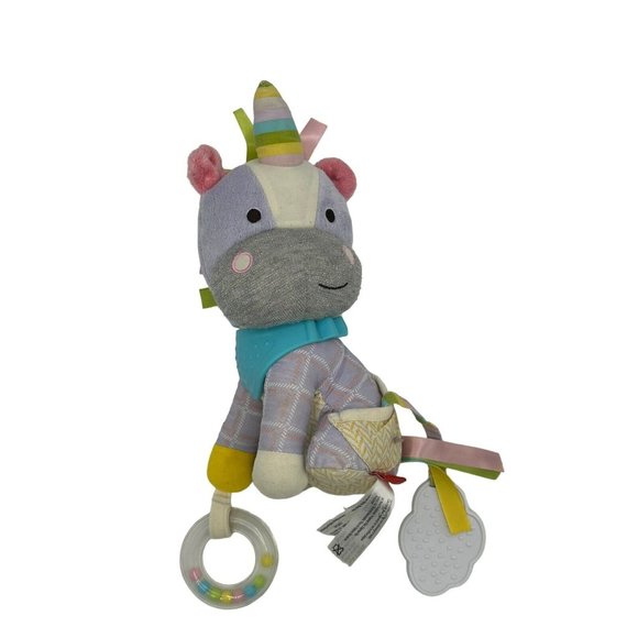 Skip Hop Bandana Buddies Baby Plush Unicorn Purple Rattle Activity Teething Toy - Picture 1 of 8